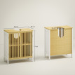 Meuble Sous Vasque Unterbach Bambou Blanc Naturel Rangement Salle de Bain Élégant Compact 60cm