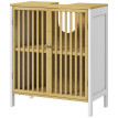 Meuble Sous Vasque Unterbach Bambou Blanc Naturel Rangement Salle de Bain Élégant Compact 60cm