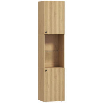 Colonne salle de bain Ourvecourt rangement élégant optimisé chêne clair 182 cm