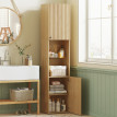 Colonne salle de bain Ourvecourt rangement élégant optimisé chêne clair 182 cm