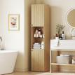 Colonne salle de bain Ourvecourt rangement élégant optimisé chêne clair 182 cm