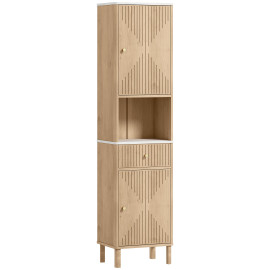 Colonne Salle de Bain Galeazzo Design Élégant Bois Chêne Rangement Optimisé 168 cm