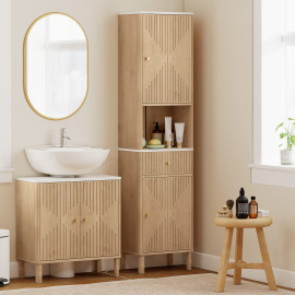 Colonne Salle de Bain Galeazzo Design Élégant Bois Chêne Rangement Optimisé 168 cm