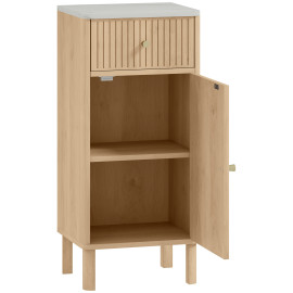 Meuble Torrione Salle de Bain Design Bois Chêne Plateau Marbre Blanc 80 cm