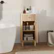 Meuble Torrione Salle de Bain Design Bois Chêne Plateau Marbre Blanc 80 cm