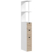 Colonne Salle de Bain Bellaforte Rangement Élégant Étroit Blanc Effet Bois Clair 136 cm