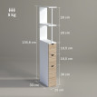 Colonne Salle de Bain Bellaforte Rangement Élégant Étroit Blanc Effet Bois Clair 136 cm