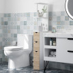 Colonne Salle de Bain Bellaforte Rangement Élégant Étroit Blanc Effet Bois Clair 136 cm