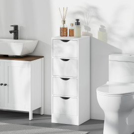 Meuble Salle de Bain Alix 4 Tiroirs Rangement Chic Blanc Sécurisé Compact