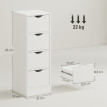 Meuble Salle de Bain Alix 4 Tiroirs Rangement Chic Blanc Sécurisé Compact