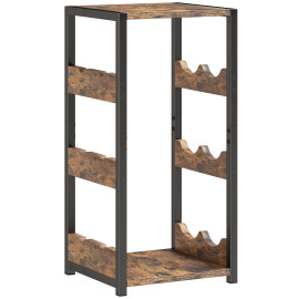 Casier Fauvermont Range-Bouteilles 6 Industrielle Brun Rustique Noir Compact