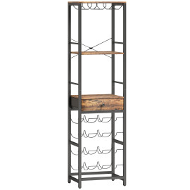 Etagère Bar Tamsin Range Bouteilles Verres Tiroir Industriel Brun Noir 120 cm
