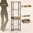 Etagère Bar Tamsin Range Bouteilles Verres Tiroir Industriel Brun Noir 120 cm