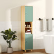 Colonne Irmentrud Rangement Salle de Bain Étagères Niches Effet Bois Vert Eau
