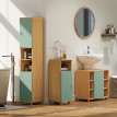 Colonne Irmentrud Rangement Salle de Bain Étagères Niches Effet Bois Vert Eau