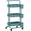 Desserte Narvaja Chariot Cuisine Mobile Rangement Acier Bleu 3 Étagères