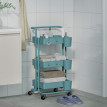 Desserte Narvaja Chariot Cuisine Mobile Rangement Acier Bleu 3 Étagères