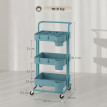 Desserte Narvaja Chariot Cuisine Mobile Rangement Acier Bleu 3 Étagères