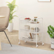 Desserte Konrad Rangement Mobile 3 Paniers 4 Crochets Acier Blanc Cuisine Buanderie