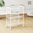 Desserte Konrad Rangement Mobile 3 Paniers 4 Crochets Acier Blanc Cuisine Buanderie