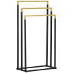 Porte Serviette Chauvrecourt Bambou Acier Noir Élégant Résistant Humidité 45x86cm