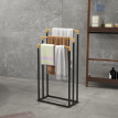Porte Serviette Chauvrecourt Bambou Acier Noir Élégant Résistant Humidité 45x86cm