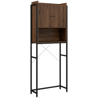 Meuble WC Mollia Industriel Design Rangement Noir Bois Noyer 172 cm