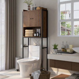 Meuble WC Mollia Industriel Design Rangement Noir Bois Noyer 172 cm