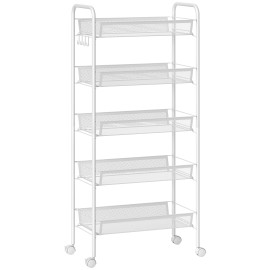 Desserte Bellerive Industrielle Mobile 5 Paniers Amovibles Blanc