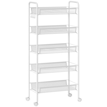 Desserte Bellerive Industrielle Mobile 5 Paniers Amovibles Blanc
