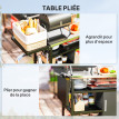 Desserte Valero Extérieur Inox Mobile avec Étagères Noir Argenté