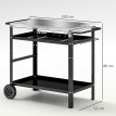 Desserte Barbecue Eibenthal Extérieur Mobile Noir Argenté Robuste Pratique