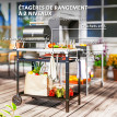 Desserte Barbecue Eibenthal Extérieur Mobile Noir Argenté Robuste Pratique