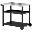 Desserte Bourecourt Plancha Extérieur Mobile Gris Charbon Acier Inoxydable 102x50x81 cm