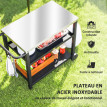 Desserte Bourecourt Plancha Extérieur Mobile Gris Charbon Acier Inoxydable 102x50x81 cm