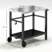 Desserte Folkmar pour Plancha Barbecue Extérieur Mobile Gris Charbon Crochets Étagère Roues