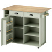 Îlot Cuisine Mobile Grunbach Rangement Astucieux Plateau Rabattable Vert Clair