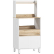 Desserte Cuisine Giovanna Rangement Micro-ondes 2 Portes Blanc Naturel