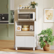 Desserte Cuisine Giovanna Rangement Micro-ondes 2 Portes Blanc Naturel
