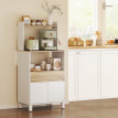 Desserte Cuisine Giovanna Rangement Micro-ondes 2 Portes Blanc Naturel