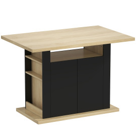 Table Fiore Îlot Central Cuisine 6 Pers Design Bois Naturel & Noir
