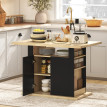 Table Fiore Îlot Central Cuisine 6 Pers Design Bois Naturel & Noir
