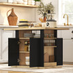 Table Fiore Îlot Central Cuisine 6 Pers Design Bois Naturel & Noir