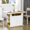 Table Ilot Cuisine Tauvreval Rangement Intégré 4-6 Pers Blanc Naturel