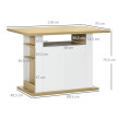 Table Ilot Cuisine Tauvreval Rangement Intégré 4-6 Pers Blanc Naturel
