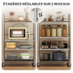 Desserte Mosswick Chariot Cuisine Inox 4 Étages Réglables Roues Argenté 60x35x100cm