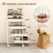 Desserte Weissbach Rangement 5 Niveaux 4 Tiroirs Coulissants Blanc Effet Bois Clair
