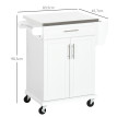 Desserte Dourlemont Cuisine Mobile Rangement Élégant Blanc 83x45x90cm