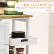Desserte Olmillos Cuisine Mobile Rangement 3 Tiroirs 2 Étagères Blanc Bois Hévéa