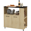 Desserte Lindenthal Rangement Cuisine Mobile Bicolore Noir Chêne Clair 75x40x80cm